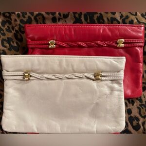 Vintage Letisse Leather Clutch Bundle Set | Red & Cream | NWOT